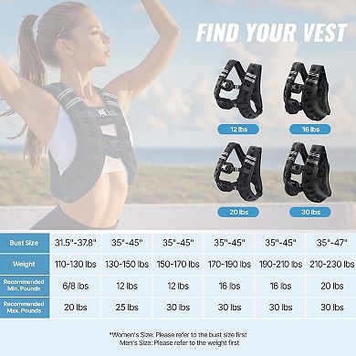 30 lbs Weighted Vest with Reflective Stripe, Adjustable for Men & Women