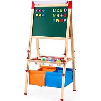 3-in-1 Wooden Art Easel with Storage Compartment & Adjustable Height