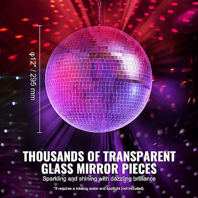 12" Mirror Disco Ball Hanging Party Decoration for Dance & Events