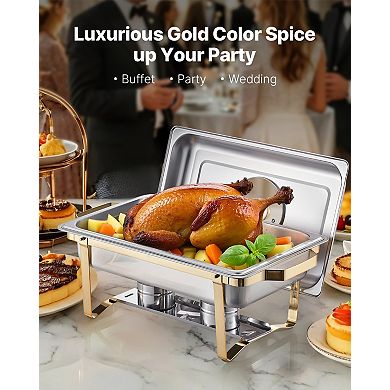 4 Qt Chafing Dish Buffet Set, 2-Pack with 4 Half-Size Pans, Rectangle