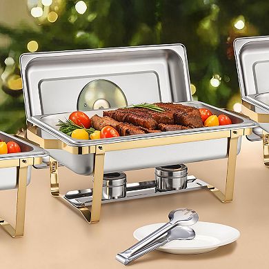 4 Qt Chafing Dish Buffet Set, 2-Pack with 4 Half-Size Pans, Rectangle