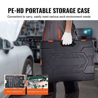 205-Piece Mechanics Tool Set with 1/4"-1/2" Drive Sockets & Wrenches