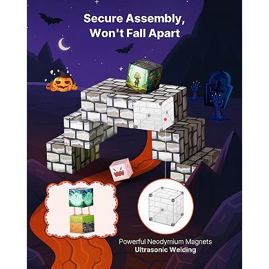 100-Piece Magnetic Blocks, Cemetery Zombies Set for Kids 3+