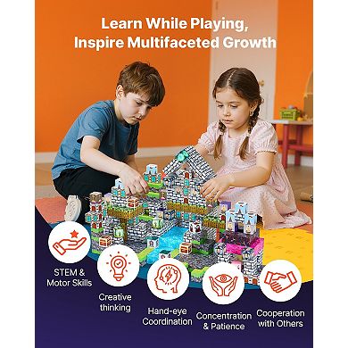 100-Piece Magnetic Blocks, Cemetery Zombies Set for Kids 3+