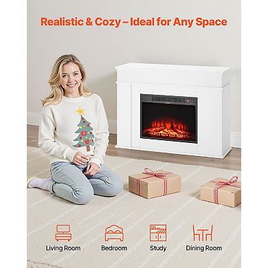 43" Freestanding Electric Fireplace Stove Heater with Mantel 1500W White