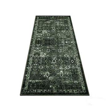Vintage Area Rug Faux Wool Non-Slip Mashion Washable Indoor Floor Rug - Laundry Room Bedroom