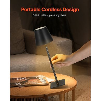 2-Pack Black Cordless Lamps with 3000-6500K Color Temperature Range