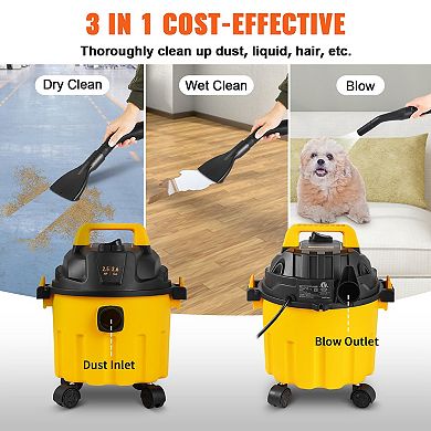 2.6 Gal Portable Wet Dry Vac 2.5 Peak HP with Blower Function