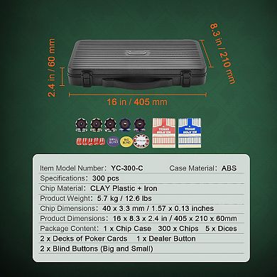 300-Piece Poker Chip Set with Case and Casino-Style Chips