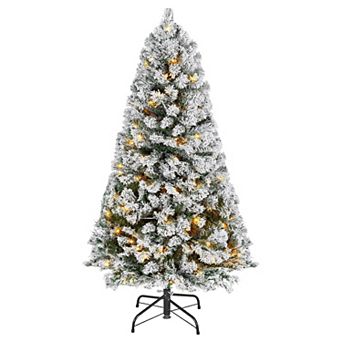4ft Pre-Lit Flocked Christmas Tree with 120 LED Lights