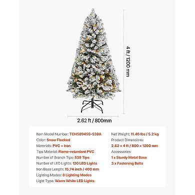 4ft Pre-Lit Flocked Christmas Tree with 120 LED Lights