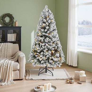 4ft Pre-Lit Flocked Christmas Tree with 120 LED Lights