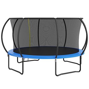 14FT Heavy Duty Trampoline with Net Ladder and Curved Poles