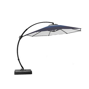 Upgraded 11FT Curvy Offset Cantilever Patio Umbrella with Base and 360 Rotation