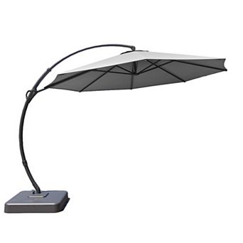 Upgraded 11FT Curvy Offset Cantilever Patio Umbrella with Base and 360 Rotation