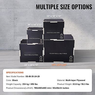 3-in-1 Plyo Jump Box 30/24/20" Wooden Agility Training Box