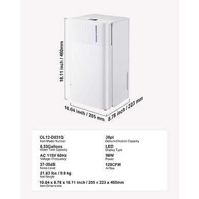 30 Pint Dehumidifier for Home and Basement with Smart Humidity Control