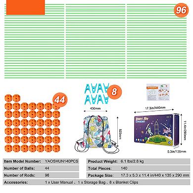 140-Piece Glow-in-the-Dark Fort Building Kit