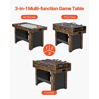 3-in-1 Game Table 54" Combo Table with Air Hockey Ping Pong and Foosball