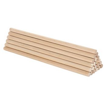 25-Pack 1/2x12 Inch Wooden Dowel Rods for Craft Projects