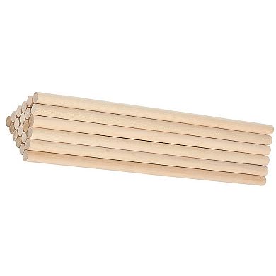 25-Pack 1/2x12 Inch Wooden Dowel Rods for Craft Projects