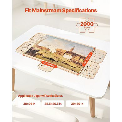 2000-Piece Rotating Puzzle Board 40"x29" with Drawers and Cover