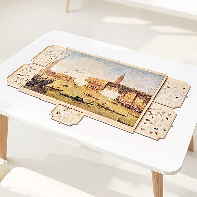 2000-Piece Rotating Puzzle Board 40"x29" with Drawers and Cover