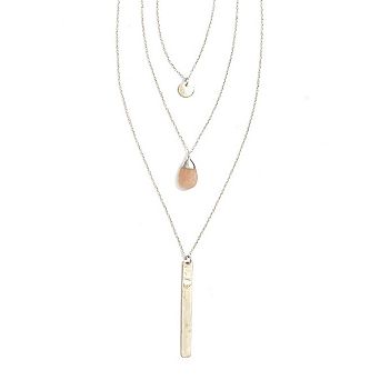 Triple Strand Multi-Way Pendant Necklace - Silver