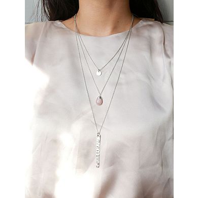 Triple Strand Multi-Way Pendant Necklace - Silver