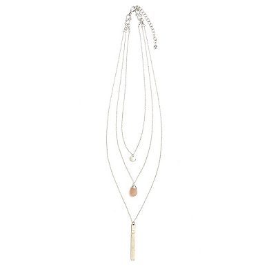 Triple Strand Multi-Way Pendant Necklace - Silver