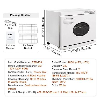 23L Commercial Towel Warmer with Large Viewing Window & Dual Racks