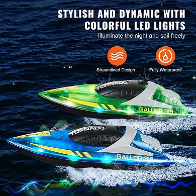 2-Pack RC Racing Boats with LED Light
