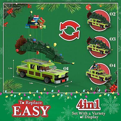 Christmas Village Movie Building Set In1 Station Wagon With Family Tree Kit Decorations