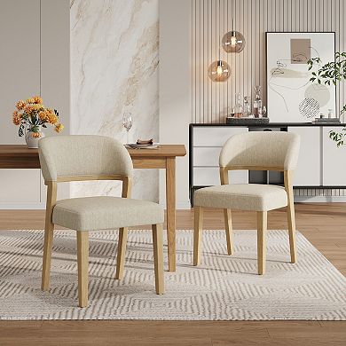 Camas Upholstered Dining Chairs with Rubberwood Legs (Set of 2) by Christopher Knight Home