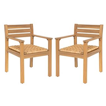 Lauren Outdoor Rustic Acacia Wood Woven Dining Chairs (Set of 2) by Christopher Knight Home