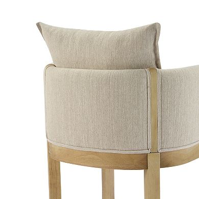 Feilex Linen Upholstered Armchairs with Rubberwood Legs (Set of 2) by Christopher Knight Home