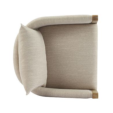 Feilex Linen Upholstered Armchairs with Rubberwood Legs (Set of 2) by Christopher Knight Home