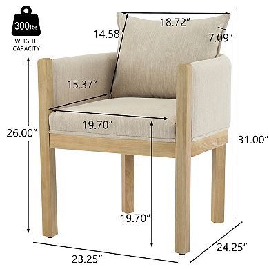 Feilex Linen Upholstered Armchairs with Rubberwood Legs (Set of 2) by Christopher Knight Home