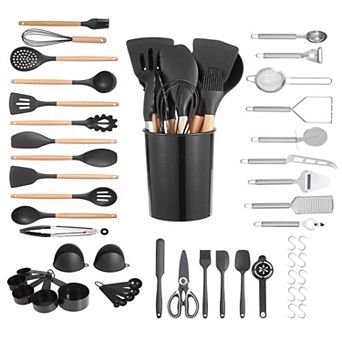 50 pc Silicone Kitchen Utensil Set with Holder Heat Resistant
