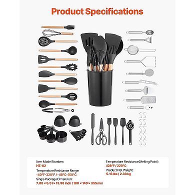 50-Piece Silicone Kitchen Utensil Set with Holder Heat Resistant