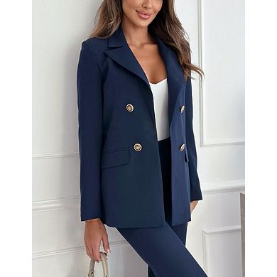Women's Breasted Blazer Casual Elegant Suit Jacket