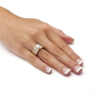PalmBeach Jewelry 2.89 TCW 2 Piece Round Cubic Zirconia Bridal Ring Set in Yellow Goldtone