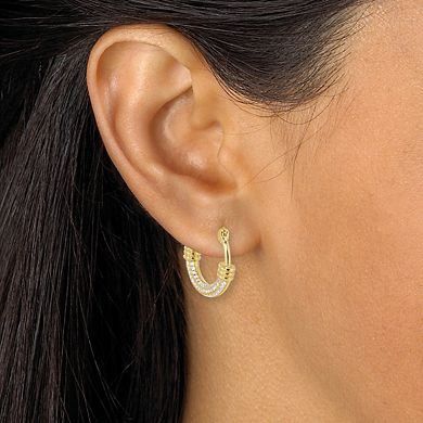 PalmBeach Jewelry Round Crystal Goldtone Hoop Earrings, 2-Pair Set