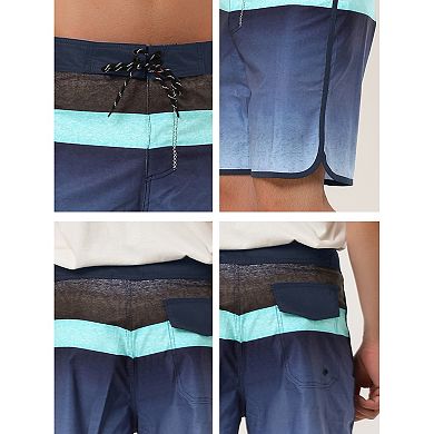 2 Packs Men's Summer Color Block Drawstring Beach Swimwear Board Shorts