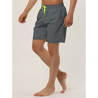 2 Packs Men's Solid Color Drawstring Mesh Lined Board Shorts with Pockets