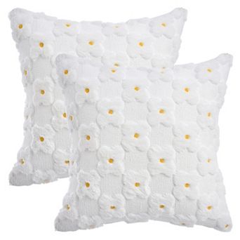 Decorative Pillow Covers Pack of 2 Cute Floral Embroidery Covers Flower Pattern Cushion Covers