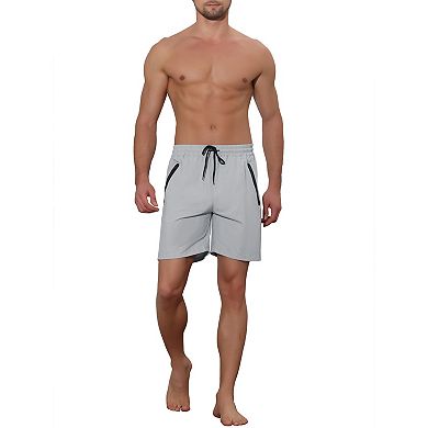 2 Packs Men's Solid Color Elastic Waistband Lightweight Swimwear Shorts