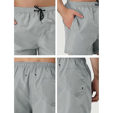 2 Packs Men's Summer Drawstring Waist Solid Color Mesh Lining Above Knee Length Board Shorts