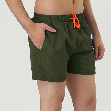 2 Packs Men's Summer Drawstring Waist Solid Color Mesh Lining Swimming Board Shorts