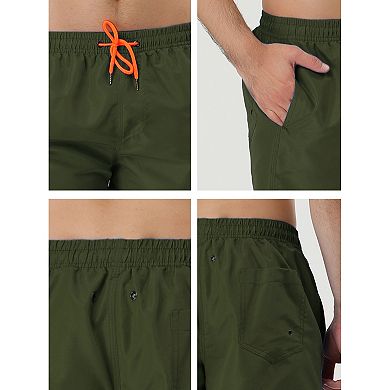 2 Packs Men's Summer Drawstring Waist Solid Color Mesh Lining Swimming Board Shorts